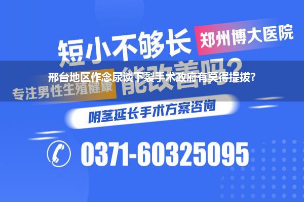 邢台地区作念尿谈下裂手术政府有莫得提拔?